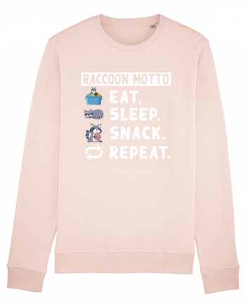 Raccoon motto, Eat Sleep Snack Repeat Candy Pink