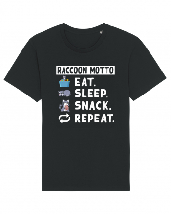 Raccoon motto, Eat Sleep Snack Repeat Black