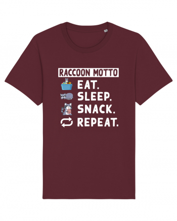 Raccoon motto, Eat Sleep Snack Repeat Burgundy