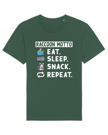 Raccoon motto, Eat Sleep Snack Repeat Bottle Green