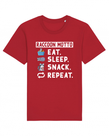 Raccoon motto, Eat Sleep Snack Repeat Red