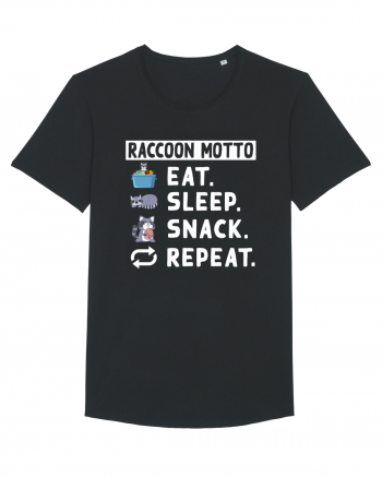 Raccoon motto, Eat Sleep Snack Repeat Black