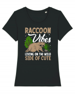 Raccoon vibes living on the wild side of cute Tricou mânecă scurtă guler larg fitted Damă Expresser