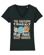 The raccoon manifesto, Play hard, Sleep harder Tricou mânecă scurtă guler V Damă Evoker