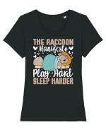 The raccoon manifesto, Play hard, Sleep harder Tricou mânecă scurtă guler larg fitted Damă Expresser