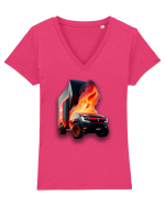 Vehiculul Electric al Viitorului Tricou mânecă scurtă guler V Damă Evoker