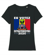 EU VOTEZ EXTRATERESTRII 2024 Tricou mânecă scurtă guler larg fitted Damă Expresser