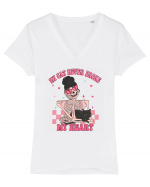 Anti Valentine Day - My cat never broke my heart Tricou mânecă scurtă guler V Damă Evoker