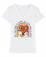 retro chic de Ziua Îndrăgostiților - All You Need Is Love And Rainbows Tricou mânecă scurtă guler V Damă Evoker