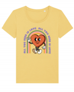 retro chic de Ziua Îndrăgostiților - All You Need Is Love And Rainbows Tricou mânecă scurtă guler larg fitted Damă Expresser