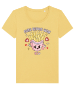 retro chic de Ziua Îndrăgostiților - Fries Before Guys Tricou mânecă scurtă guler larg fitted Damă Expresser