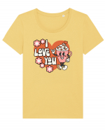 retro chic de Ziua Îndrăgostiților - I Love You Tricou mânecă scurtă guler larg fitted Damă Expresser