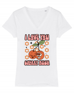 retro chic de Ziua Îndrăgostiților - I love You Cherry Much Tricou mânecă scurtă guler V Damă Evoker