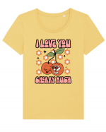 retro chic de Ziua Îndrăgostiților - I love You Cherry Much Tricou mânecă scurtă guler larg fitted Damă Expresser