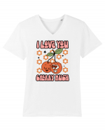 retro chic de Ziua Îndrăgostiților - I love You Cherry Much Tricou mânecă scurtă guler V Bărbat Presenter