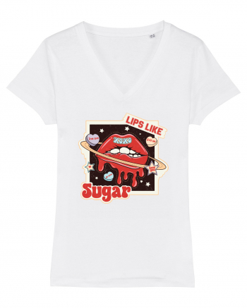 retro chic de Ziua Îndrăgostiților - Lips like sugar White