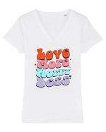 retro chic de Ziua Îndrăgostiților - Love more worry less Tricou mânecă scurtă guler V Damă Evoker
