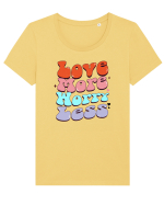 retro chic de Ziua Îndrăgostiților - Love more worry less Tricou mânecă scurtă guler larg fitted Damă Expresser