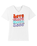 retro chic de Ziua Îndrăgostiților - Love more worry less Tricou mânecă scurtă guler V Bărbat Presenter