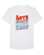 retro chic de Ziua Îndrăgostiților - Love more worry less Tricou mânecă scurtă guler larg Bărbat Skater