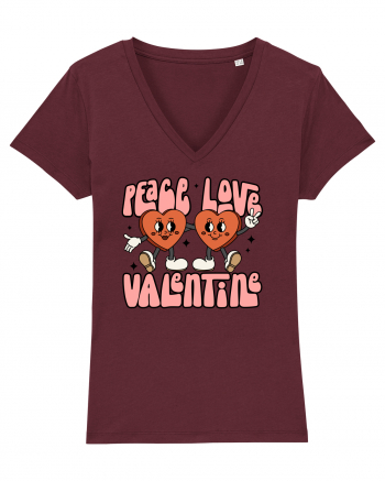 retro chic de Ziua Îndrăgostiților - Peace Love Valentine Burgundy