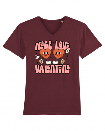 retro chic de Ziua Îndrăgostiților - Peace Love Valentine Burgundy