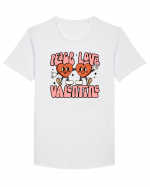 retro chic de Ziua Îndrăgostiților - Peace Love Valentine Tricou mânecă scurtă guler larg Bărbat Skater