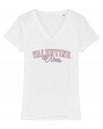 retro chic de Ziua Îndrăgostiților - Valentine Vibes Headlight Tricou mânecă scurtă guler V Damă Evoker