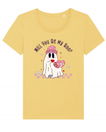 retro chic de Ziua Îndrăgostiților - Will yo be my boo Tricou mânecă scurtă guler larg fitted Damă Expresser