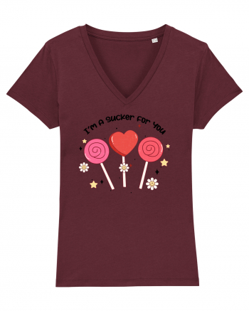 Retro Chic Valentine - I am a sucker for you Burgundy