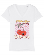 Retro Chic Valentine - I love you cherry much Tricou mânecă scurtă guler V Damă Evoker