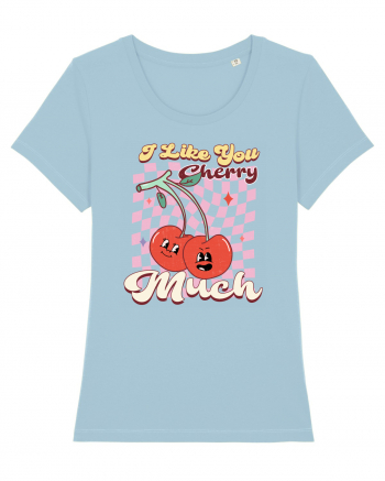 Retro Chic Valentine - I love you cherry much Sky Blue