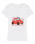 Retro Chic Valentine - Love bug Tricou mânecă scurtă guler V Damă Evoker