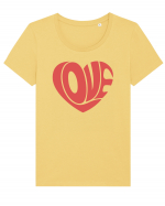 Retro Chic Valentine - Love in heart Tricou mânecă scurtă guler larg fitted Damă Expresser