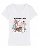 Retro Chic Valentine - Not today Cupid, go shoot some balls Tricou mânecă scurtă guler V Damă Evoker