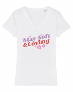 Retro Chic Valentine - Stay soft and loving Tricou mânecă scurtă guler V Damă Evoker