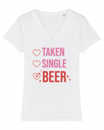 Retro Chic Valentine - Taken, single, beer Tricou mânecă scurtă guler V Damă Evoker