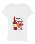 Retro Chic Valentine - Wine is my valentine Tricou mânecă scurtă guler V Damă Evoker