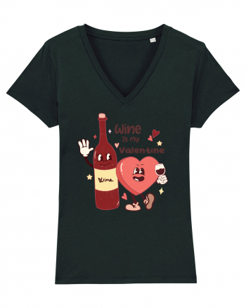 Retro Chic Valentine - Wine is my valentine Black