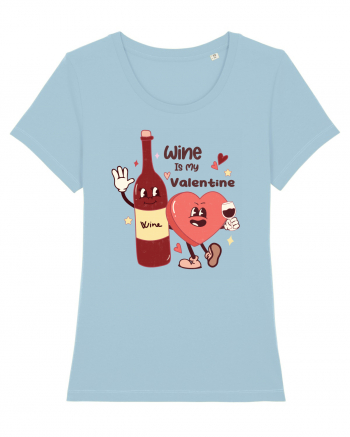 Retro Chic Valentine - Wine is my valentine Sky Blue