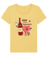 Retro Chic Valentine - Wine is my valentine Tricou mânecă scurtă guler larg fitted Damă Expresser