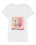 Retro Chic Valentine - You croc my world Tricou mânecă scurtă guler V Damă Evoker