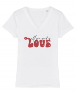 de dragoste in stil retro vintage - All You Need Is Love Tricou mânecă scurtă guler V Damă Evoker