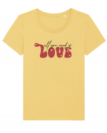 de dragoste in stil retro vintage - All You Need Is Love Tricou mânecă scurtă guler larg fitted Damă Expresser