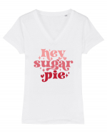 de dragoste in stil retro vintage - Hey Sugar Pie Tricou mânecă scurtă guler V Damă Evoker