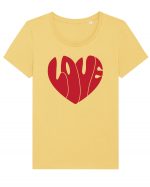 de dragoste in stil retro vintage - Love heart Tricou mânecă scurtă guler larg fitted Damă Expresser