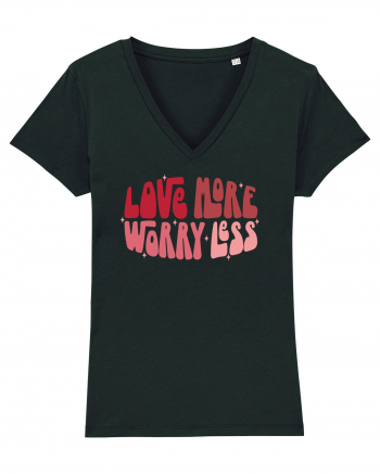 de dragoste in stil retro vintage - Love More Worry Less Black