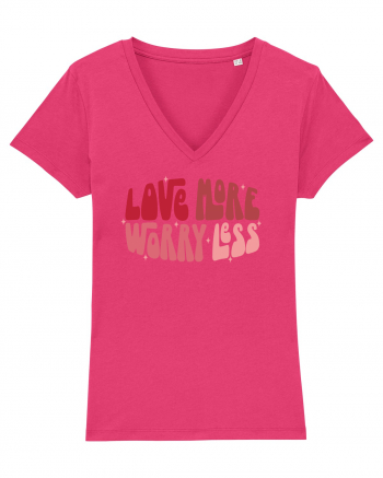 de dragoste in stil retro vintage - Love More Worry Less Raspberry