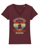 pentru îndrăgostiți - Hugs kisses and valentine wishes Tricou mânecă scurtă guler V Damă Evoker