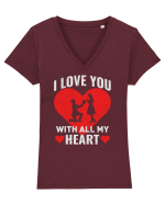pentru îndrăgostiți - I love you with all my heart Tricou mânecă scurtă guler V Damă Evoker